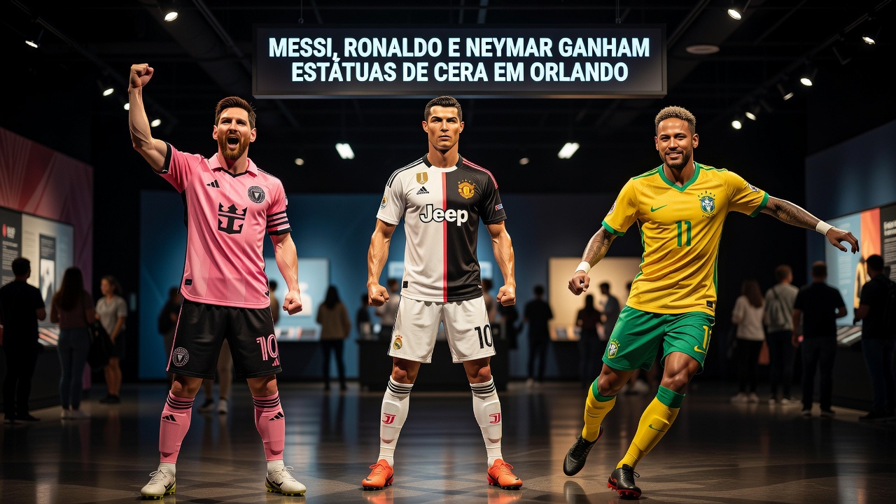 Messi, Ronaldo e Neymar Ganham Estátuas de Cera em Orlando