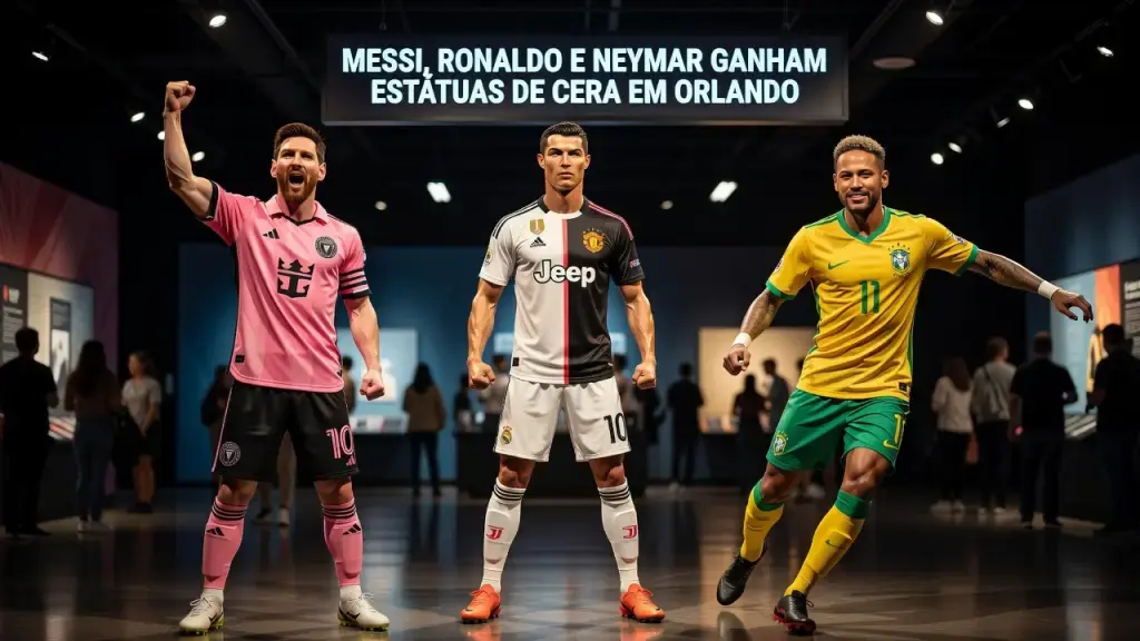 Messi, Ronaldo e Neymar Ganham Estátuas de Cera em Orlando